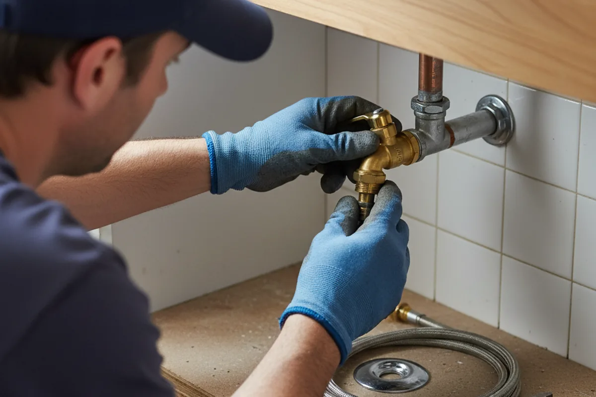 Shutoff valve and fitting work during Burst Pipe Repair in Selkirk